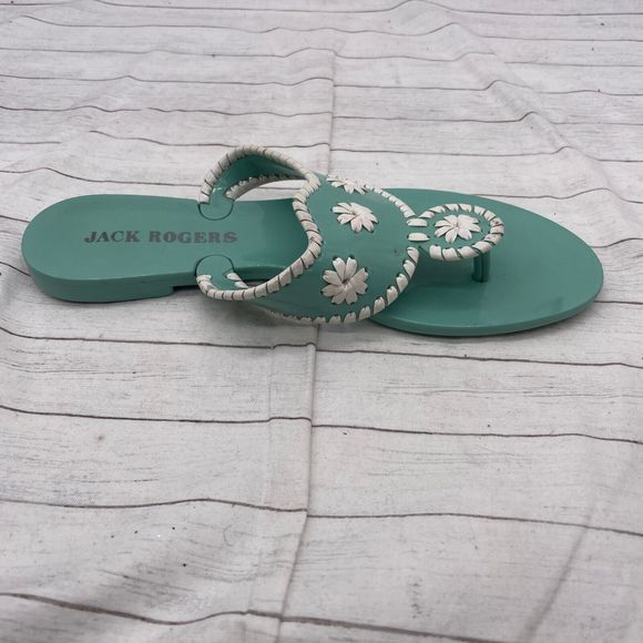 Jack Rogers Womens Mint Green (blueish) White Sandals Size US 6 Hard Plastic - Picture 3 of 10